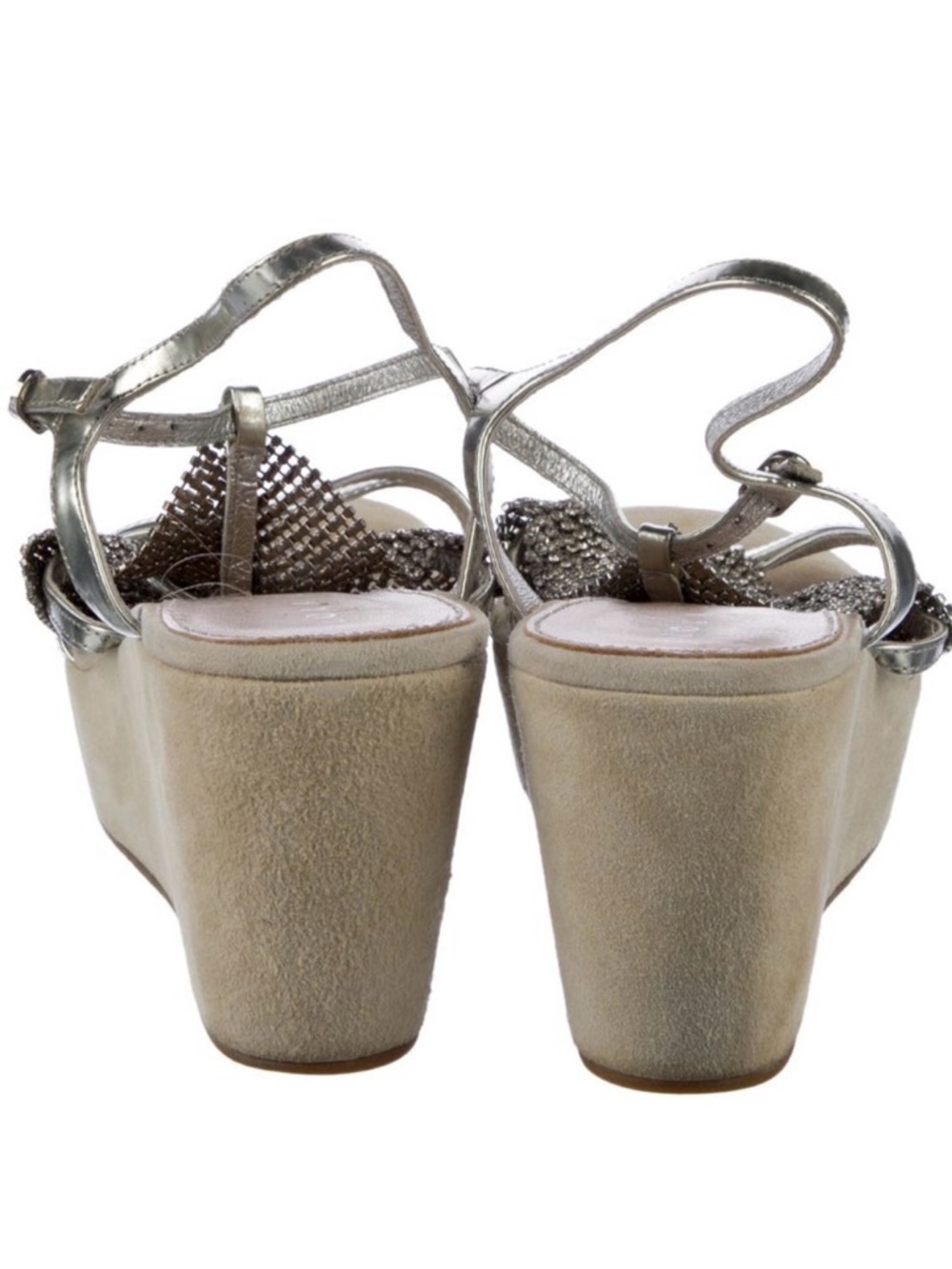 Metallic Silver Mesh Gladiator Wedge Sandal - Women - Picture 4 of 5
